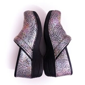 Dansko Multicolor Lace Pattern Platform Shoes